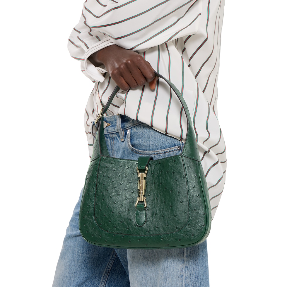 Borsa Gucci Jackie 1961 in struzzo misura media