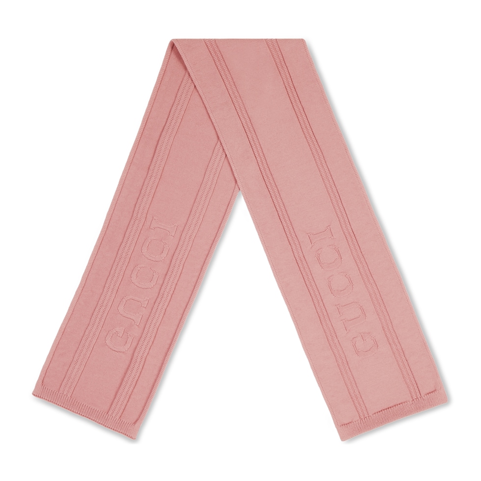 GUCCI ロゴ入り ウールニット スカーフ