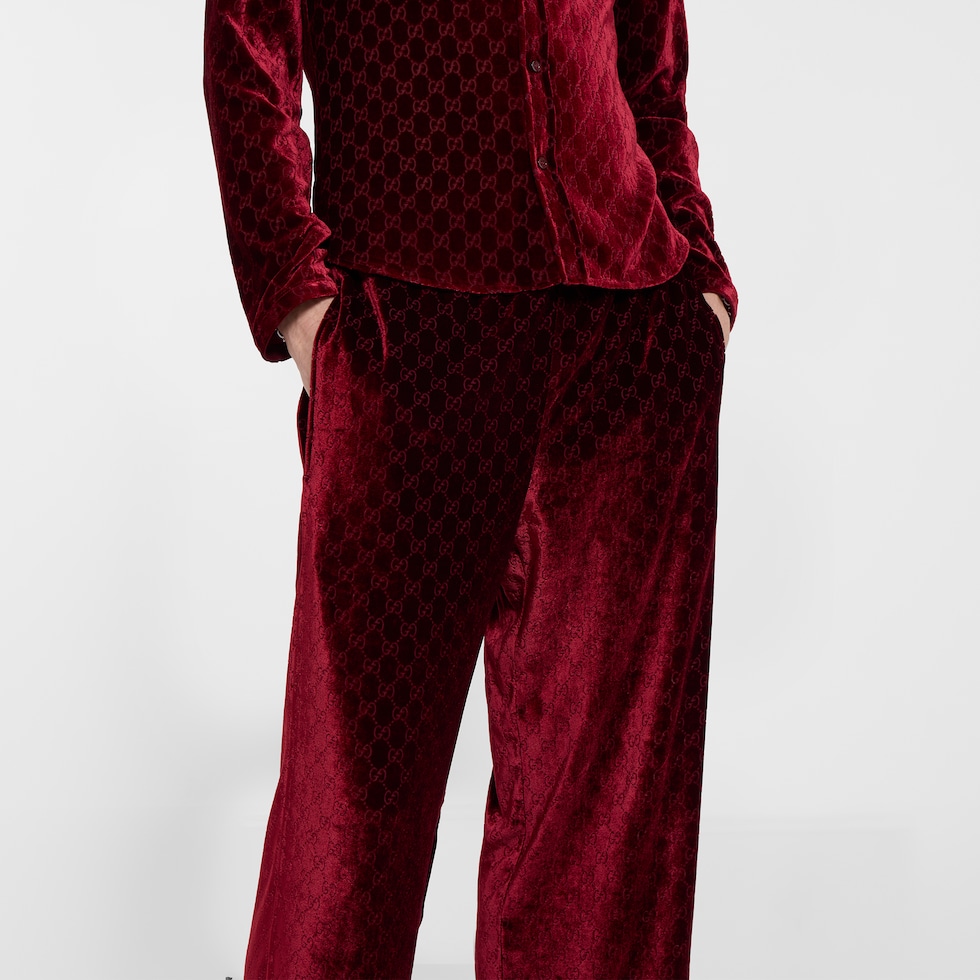 Pantaloni sportivi in velluto dévoré GG