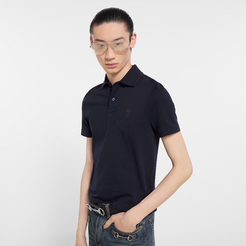 Cotton piquet polo shirt with embroidery