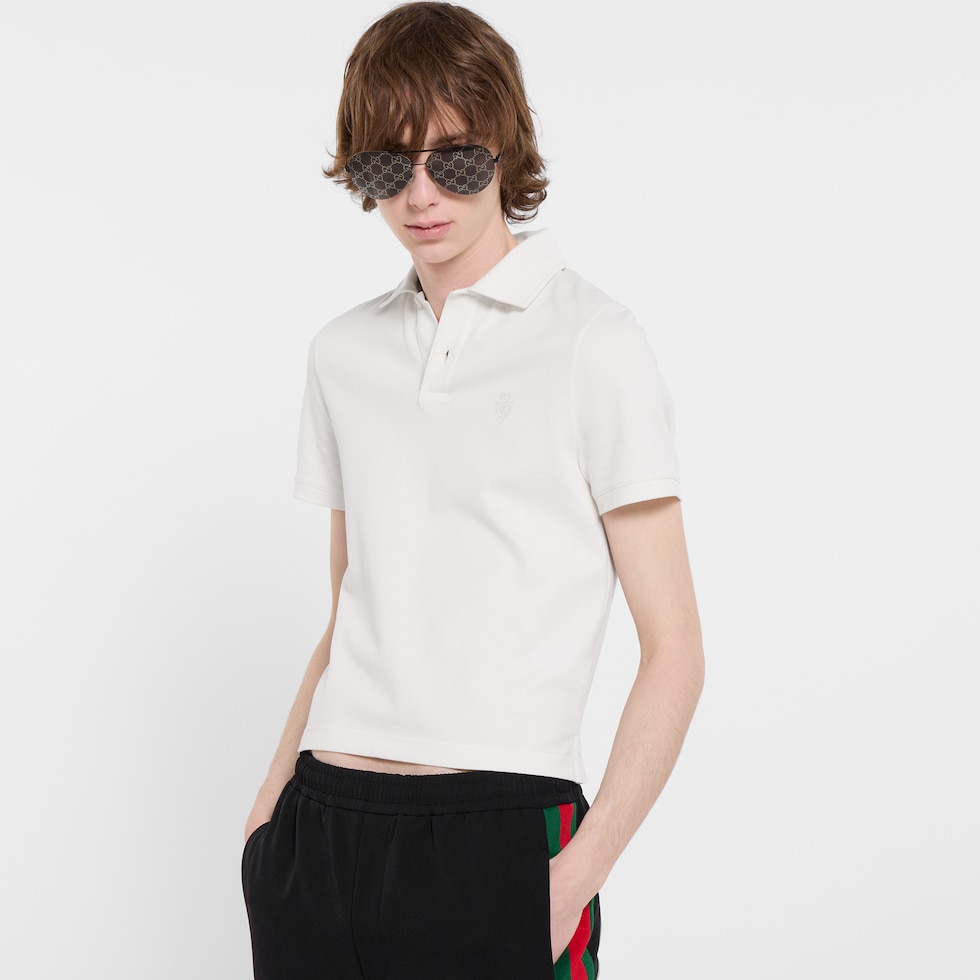 Cotton piquet polo shirt with embroidery