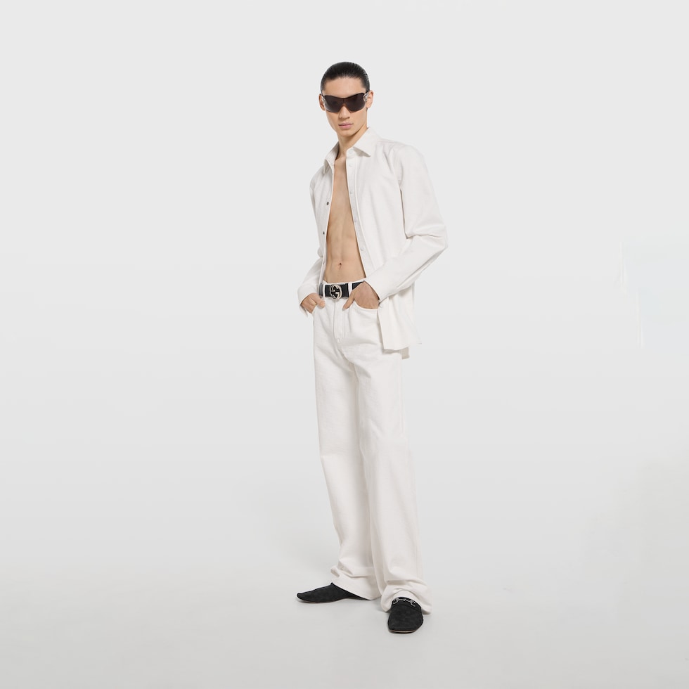 GG cotton denim jacquard pants