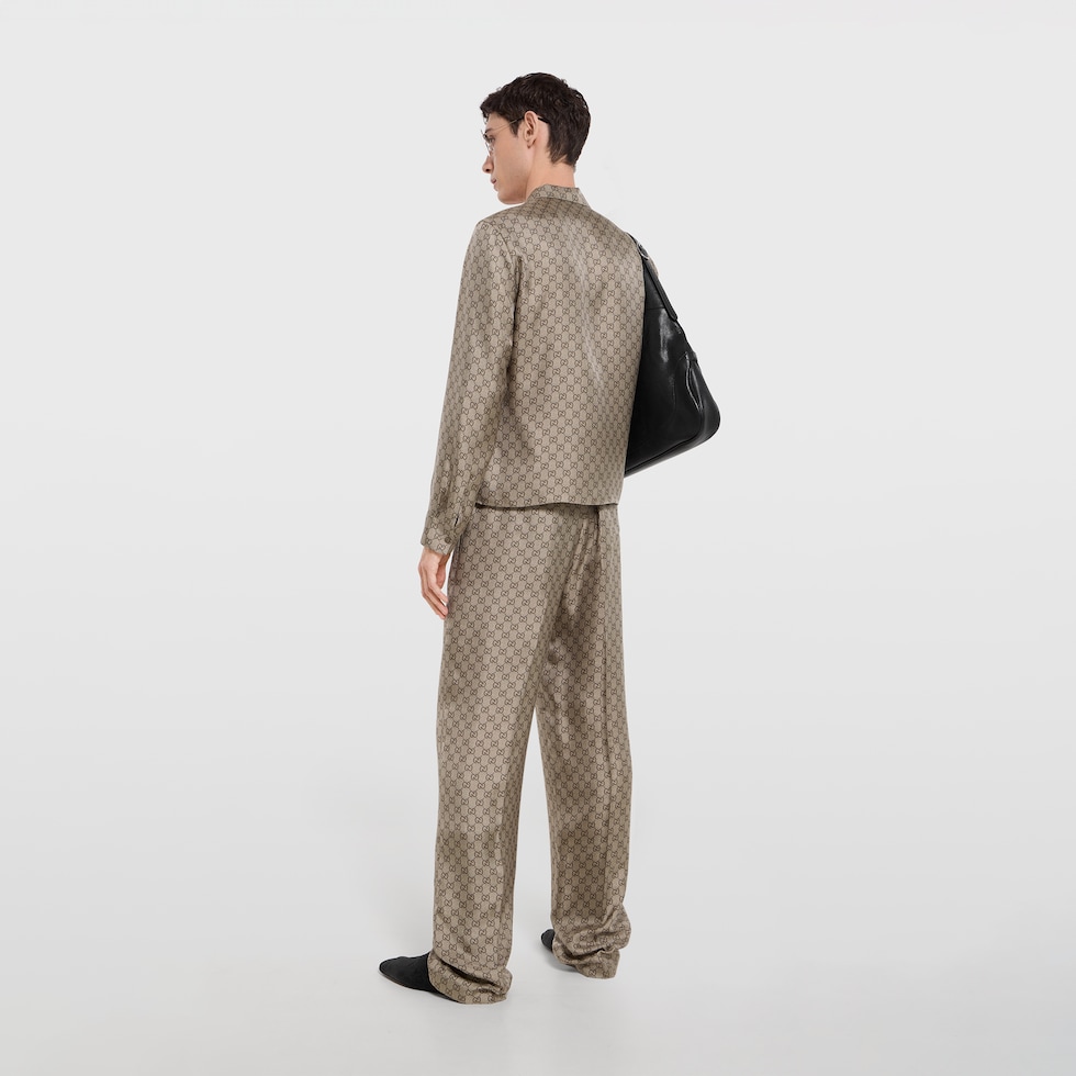 Pantalón de sarga de seda con estampado