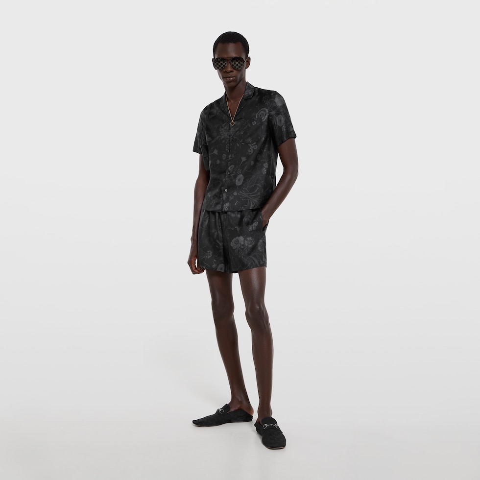 Bowling-Shirt aus Seidentwill mit Print