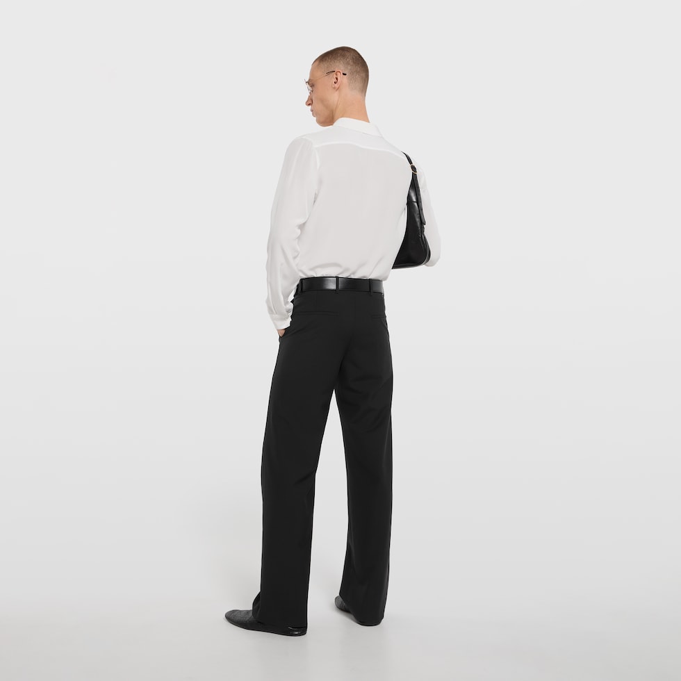 Pantalón de sarga de seda y lana