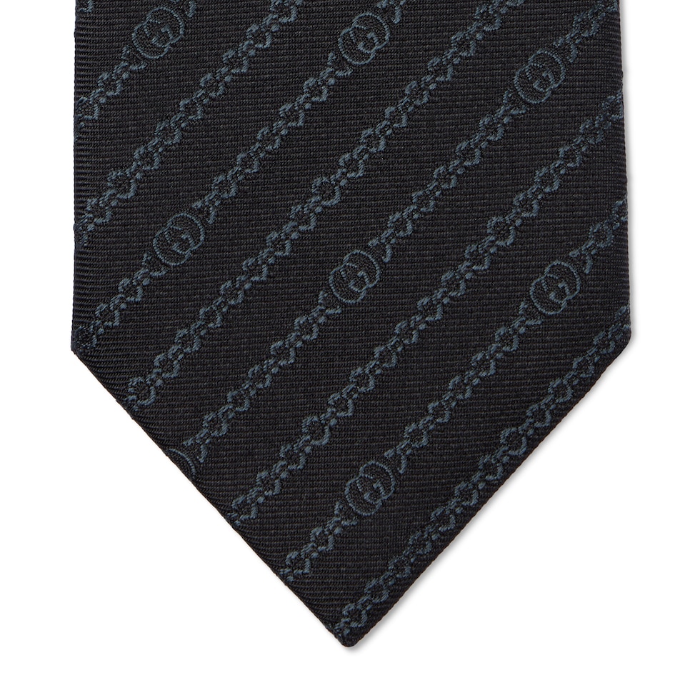Interlocking G chain silk tie