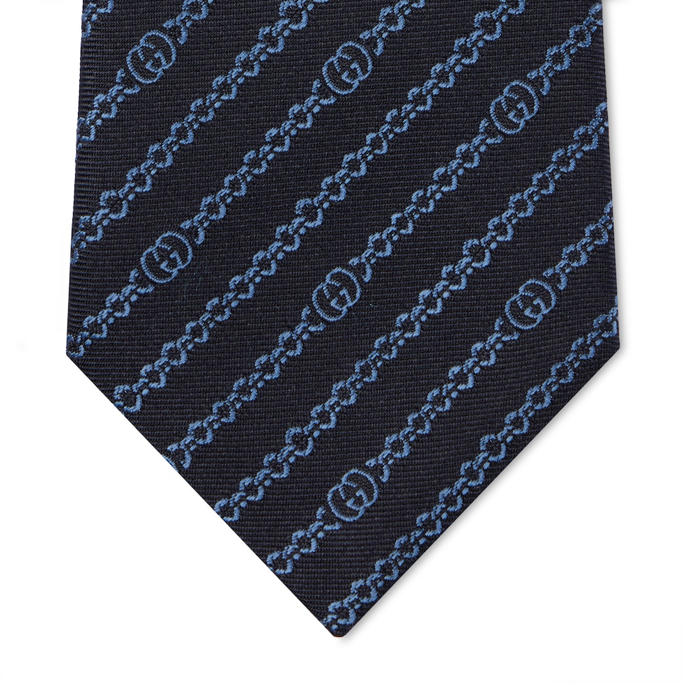 Interlocking G chain silk tie