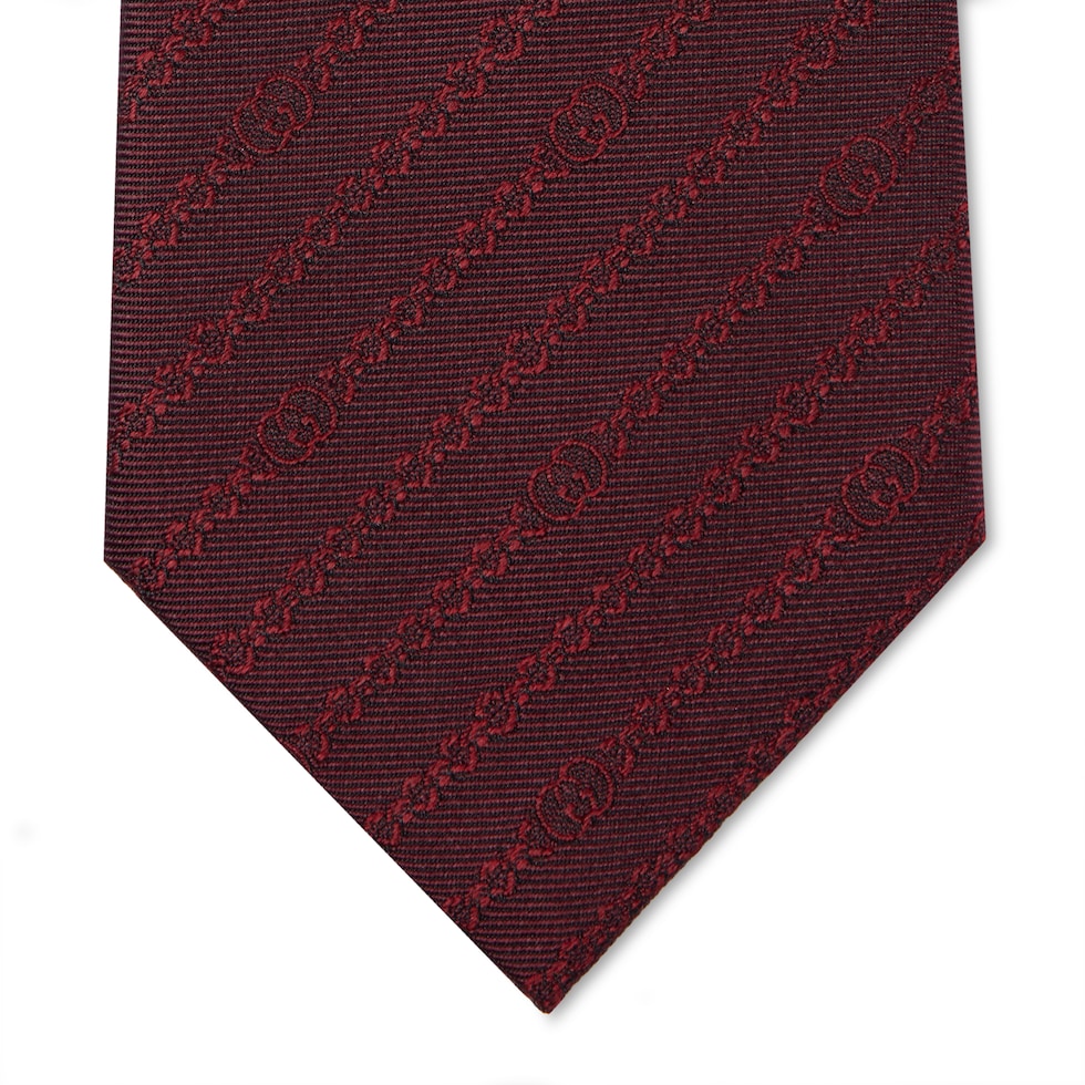 Interlocking G chain silk tie