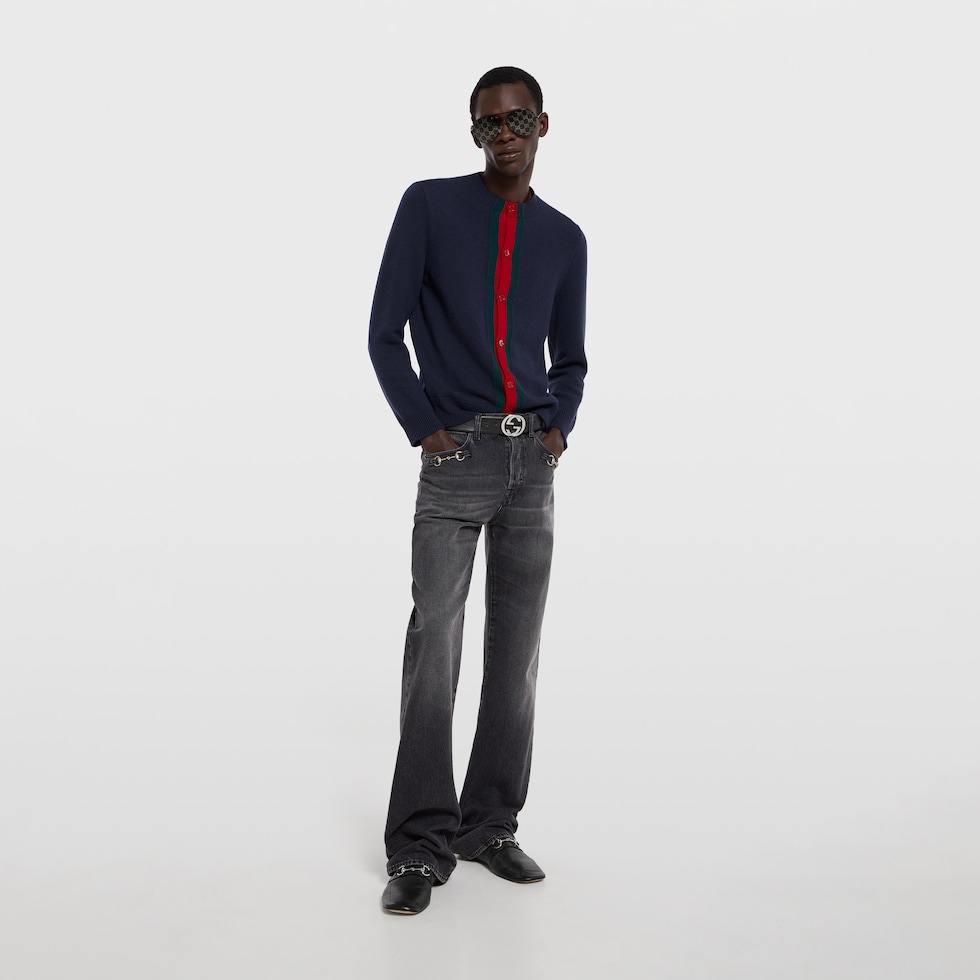 Cardigan aus Wollstrick mit Web