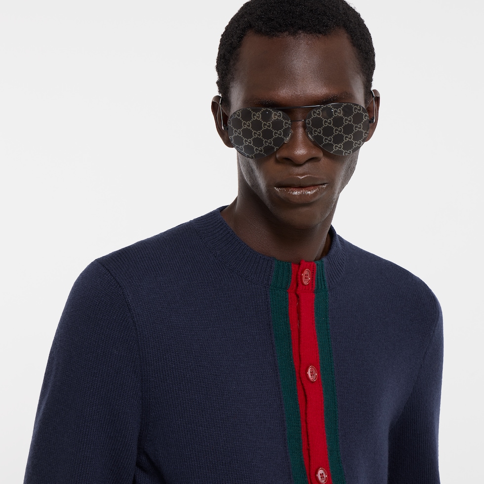 Cardigan aus Wollstrick mit Web