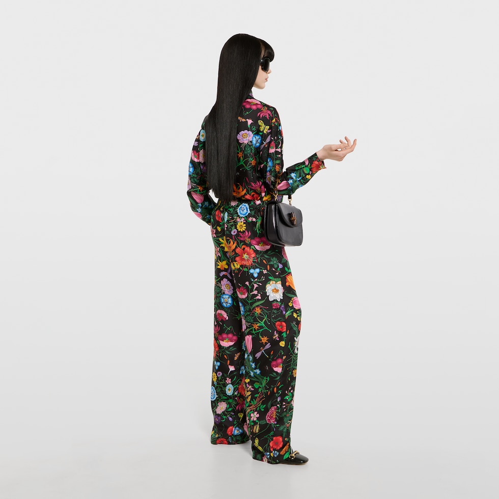 Pantalon en twill de soie imprimé