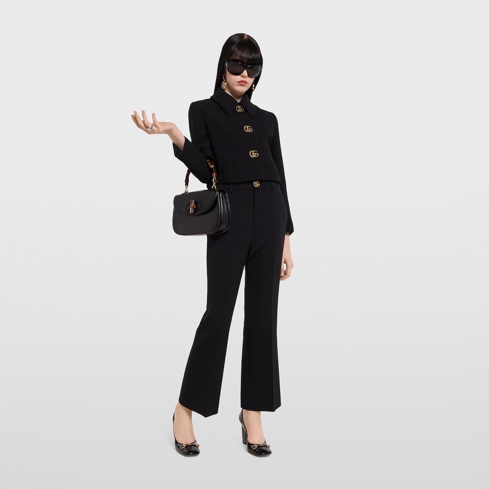 Crêpe wool jacket with Double G button