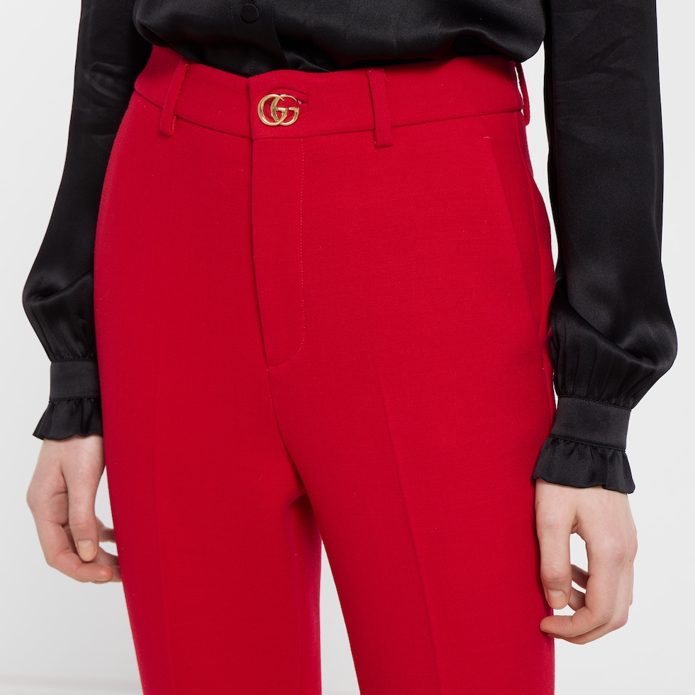 Pantalon en crêpe de laine avec bouton Double G