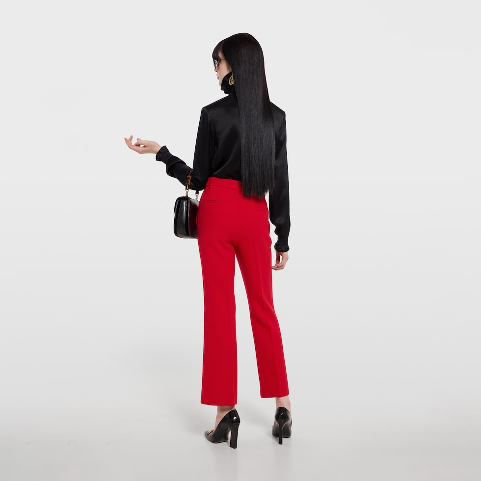 Pantalon en crêpe de laine avec bouton Double G