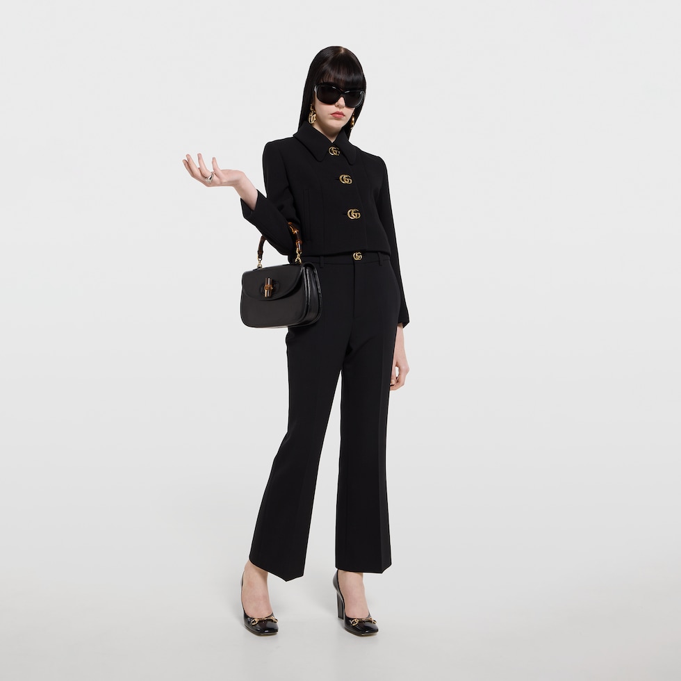 Pantalon en crêpe de laine avec bouton Double G