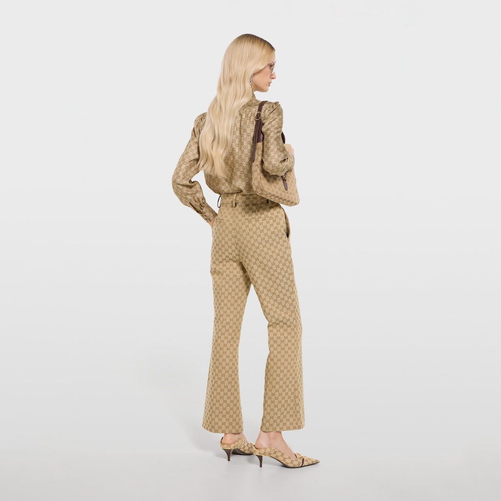 GG cotton canvas fabric pants