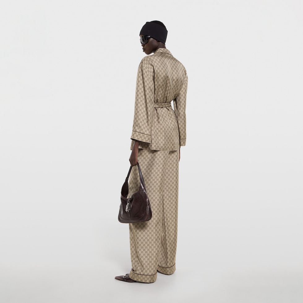 Pantalon décontracté en twill de soie imprimé