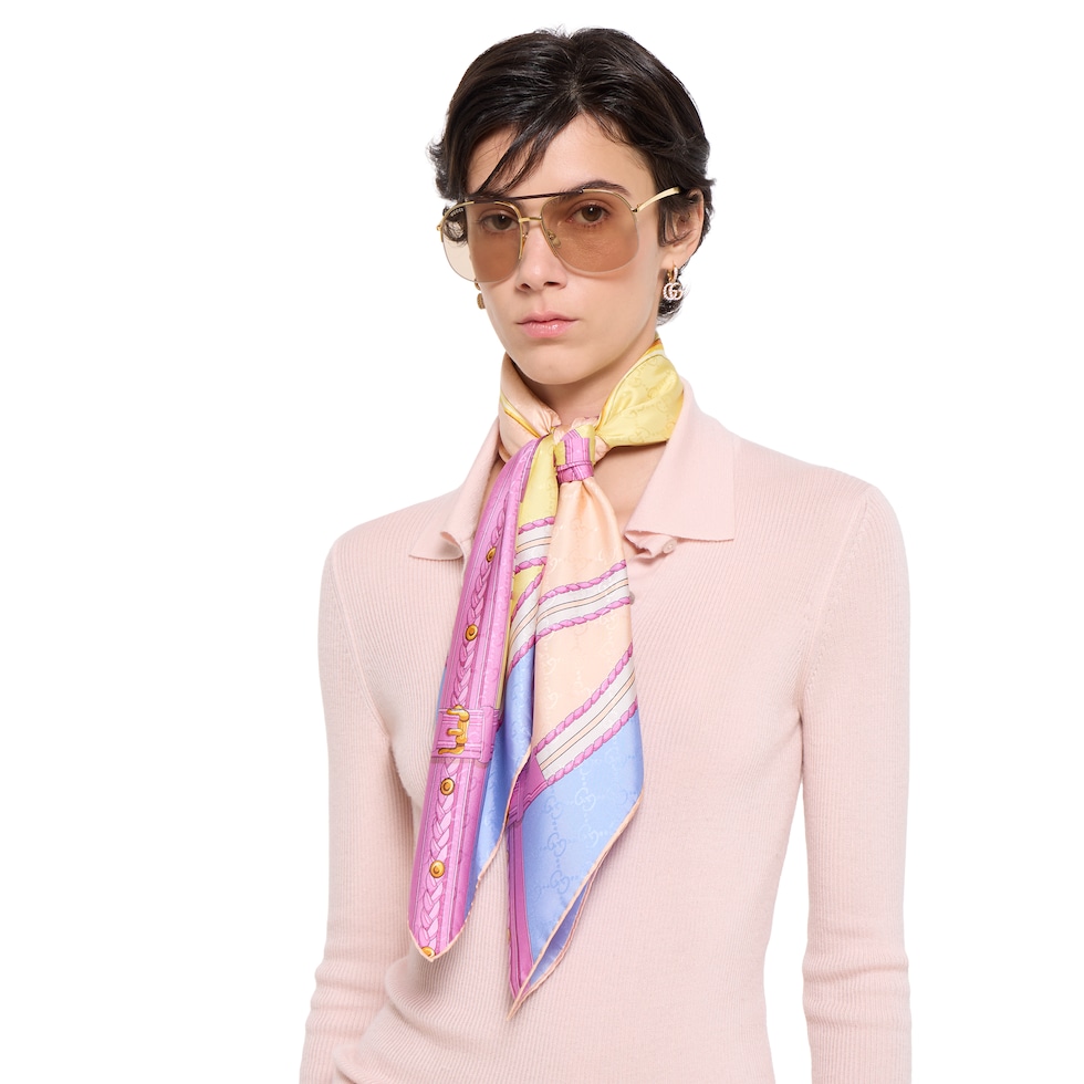 Printed silk jacquard carré