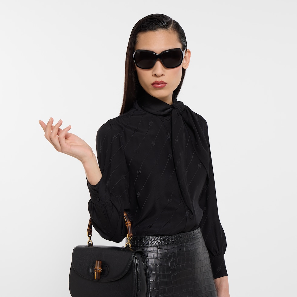 Interlocking G chain silk diamond scarf