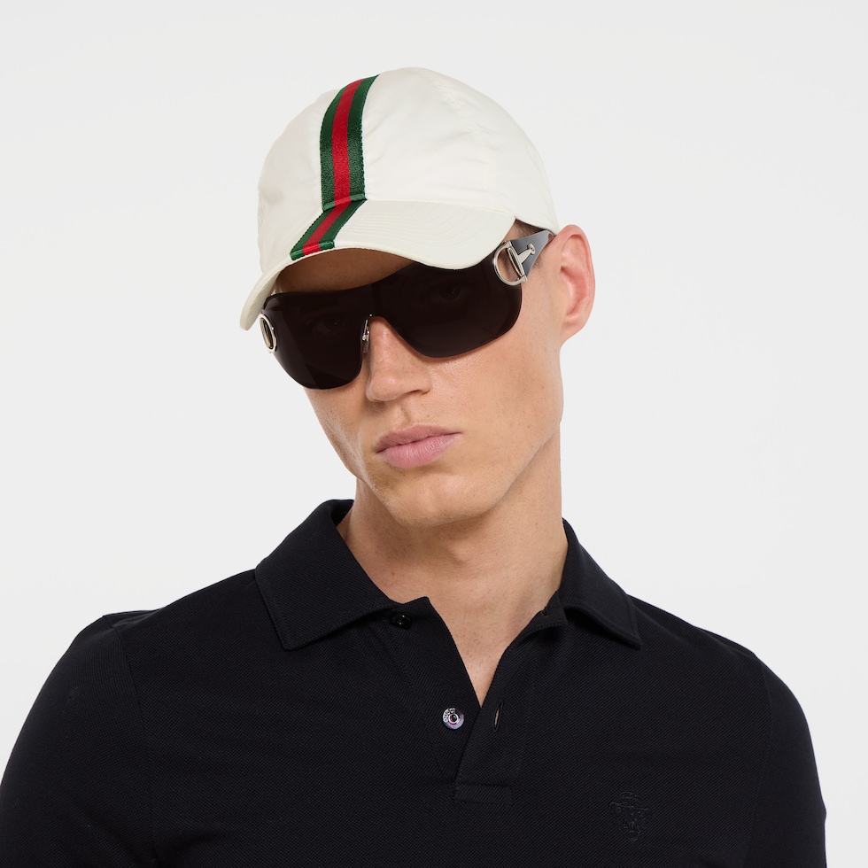 ウェブストライプ付き コットン ベースボールキャップ