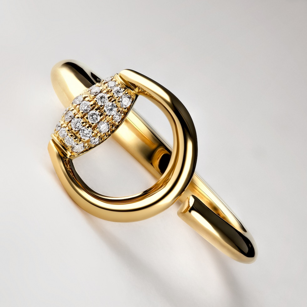 Bague ouverte Horsebit diamant 18 carats Gucci