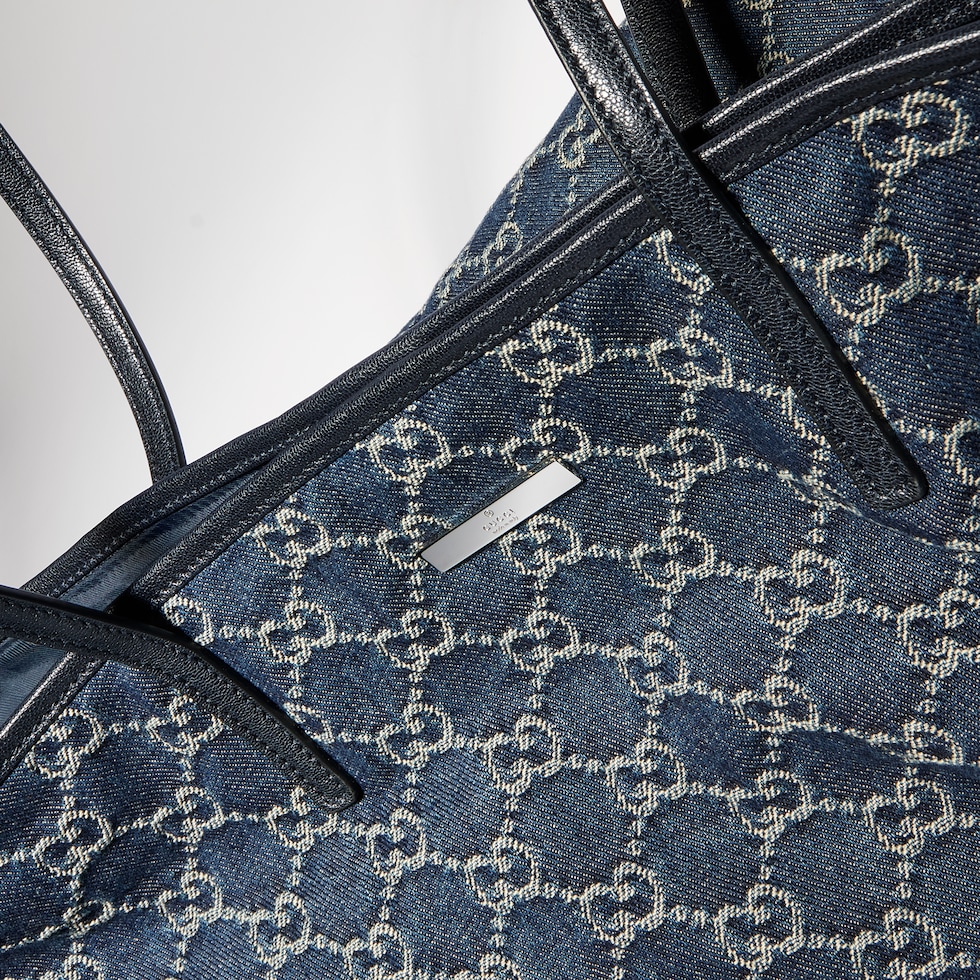 Large tote bag with Gucci plaque