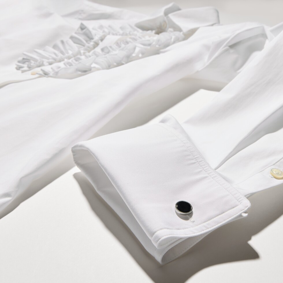 Cotton poplin shirt with rouches