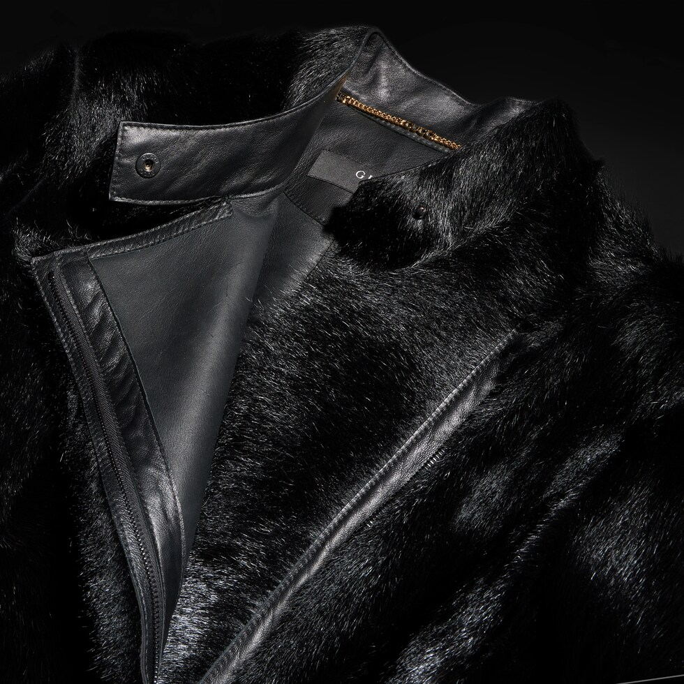 Long hair cow hide coat