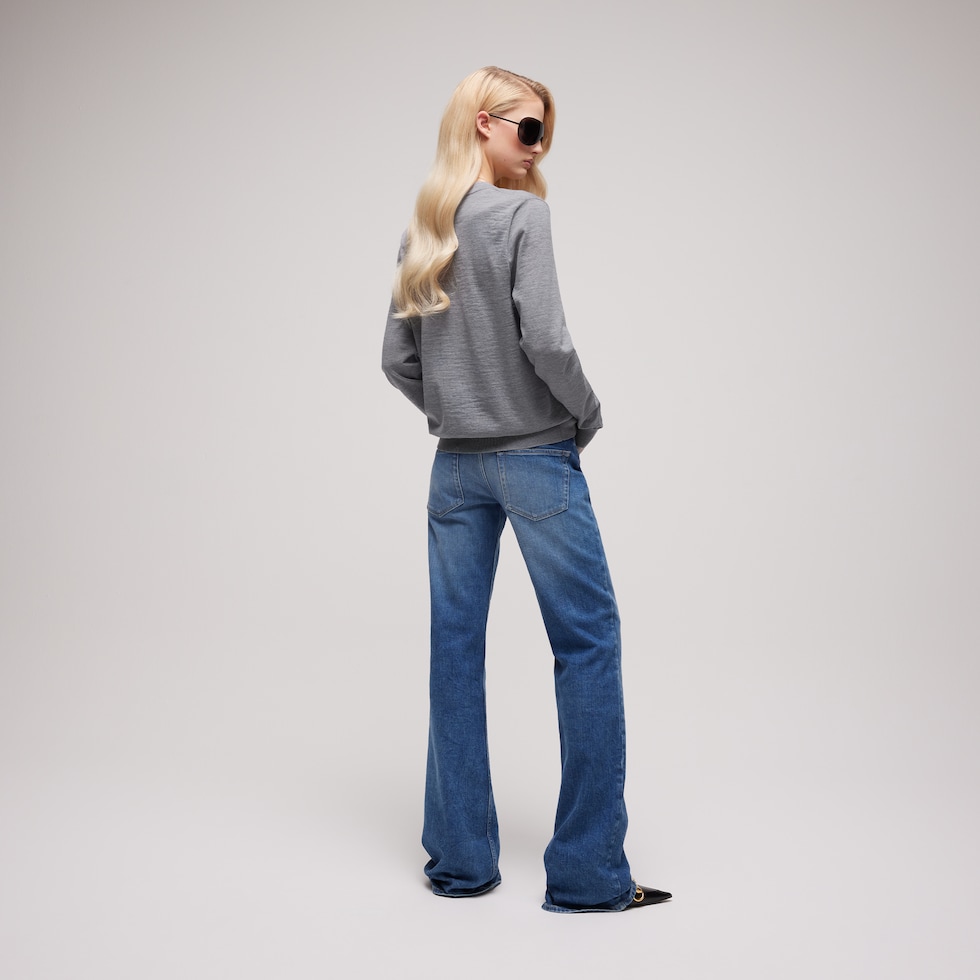 Fine wool cardigan with embroidery