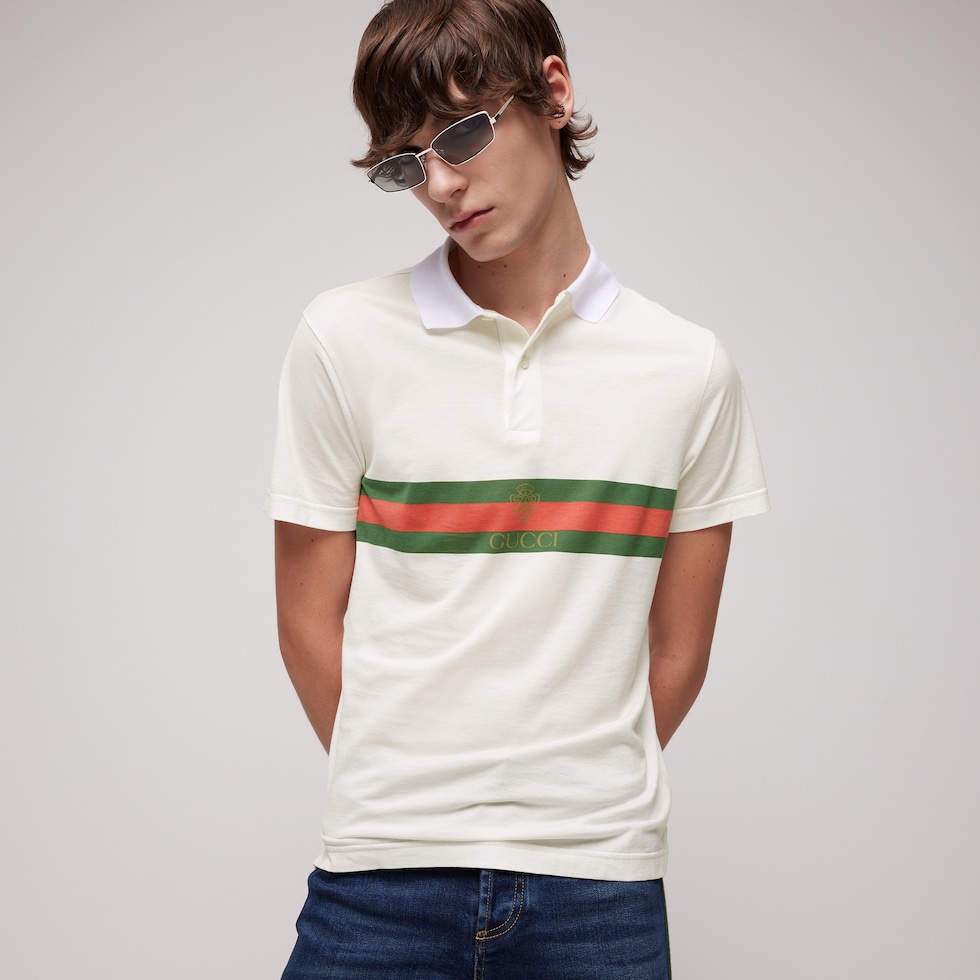 Polo en jersey de coton avec bande Web