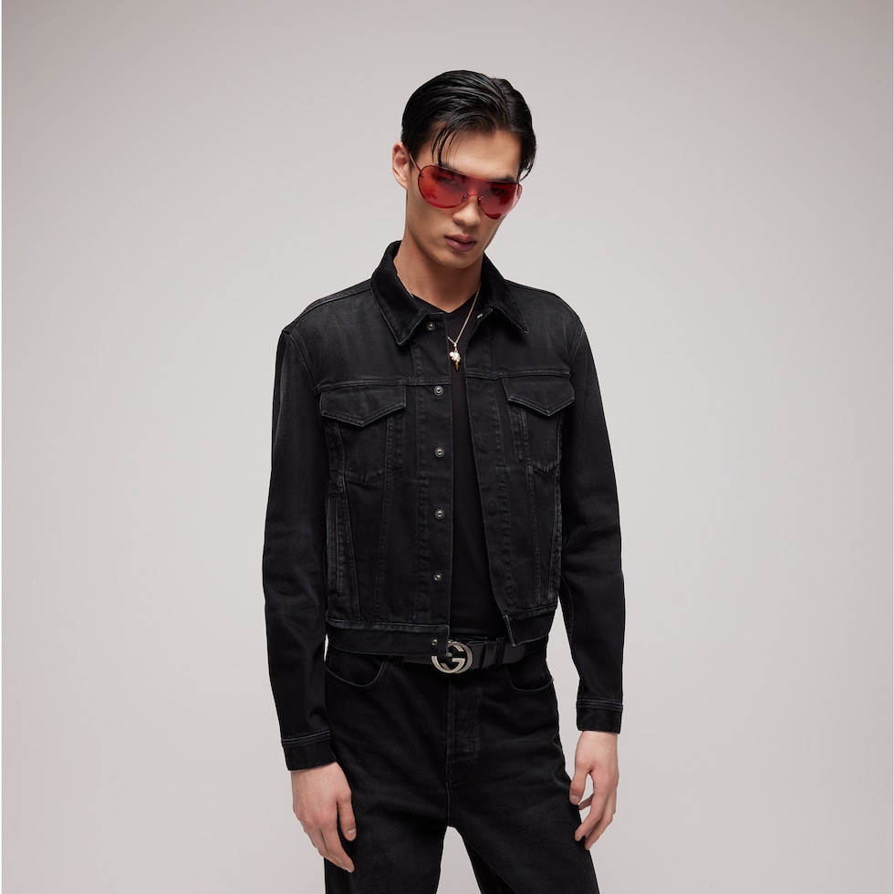 Washed cotton denim jacket