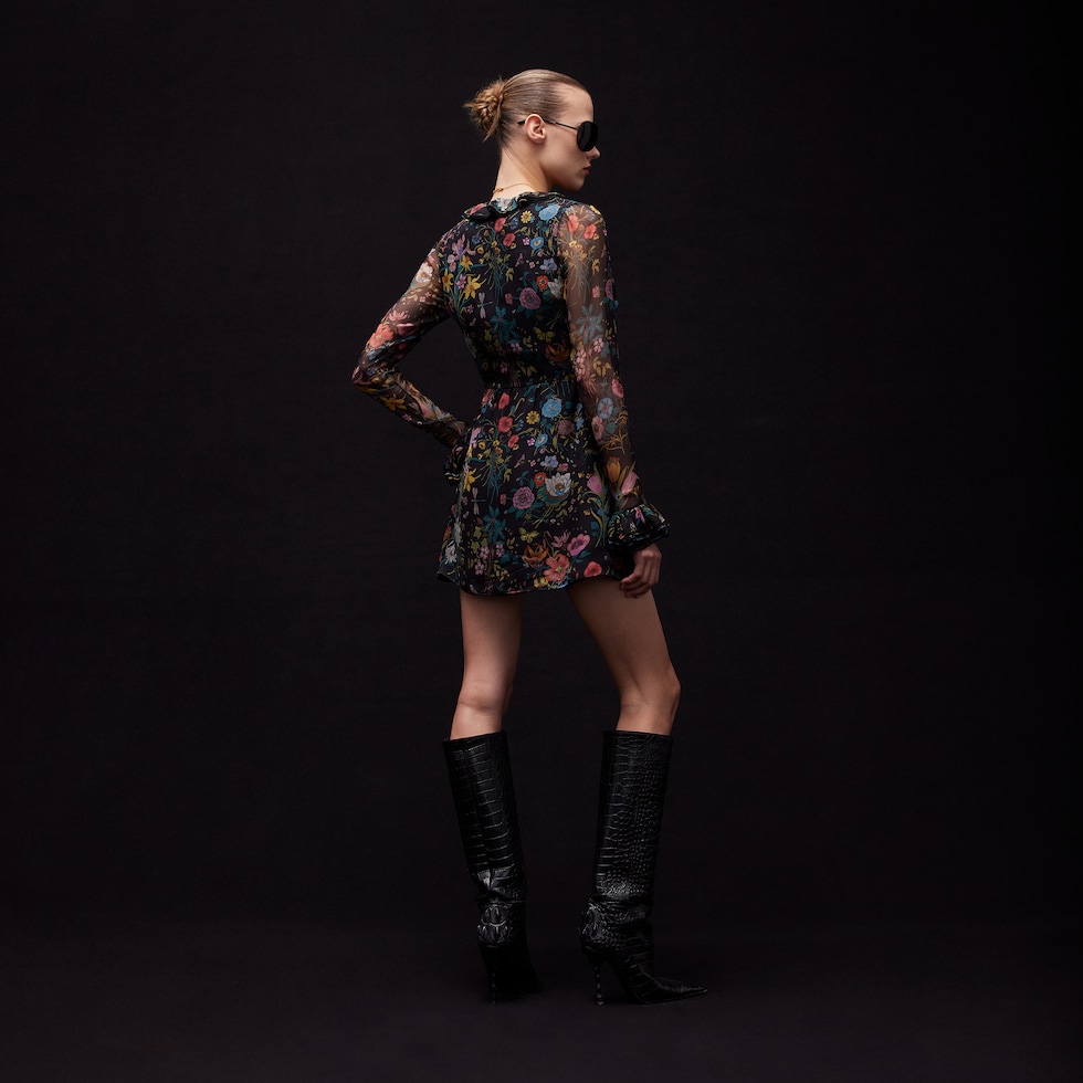 Printed silk chiffon dress