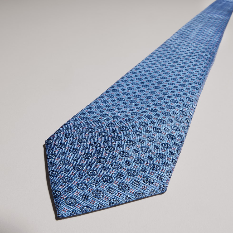 Interlocking G silk jacquard tie
