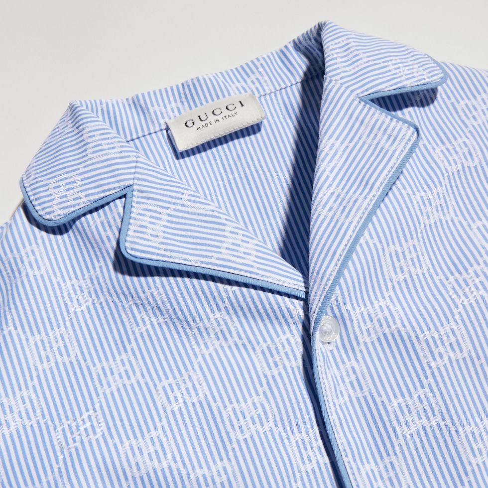 Chemise pour enfant en popeline à rayures GG
