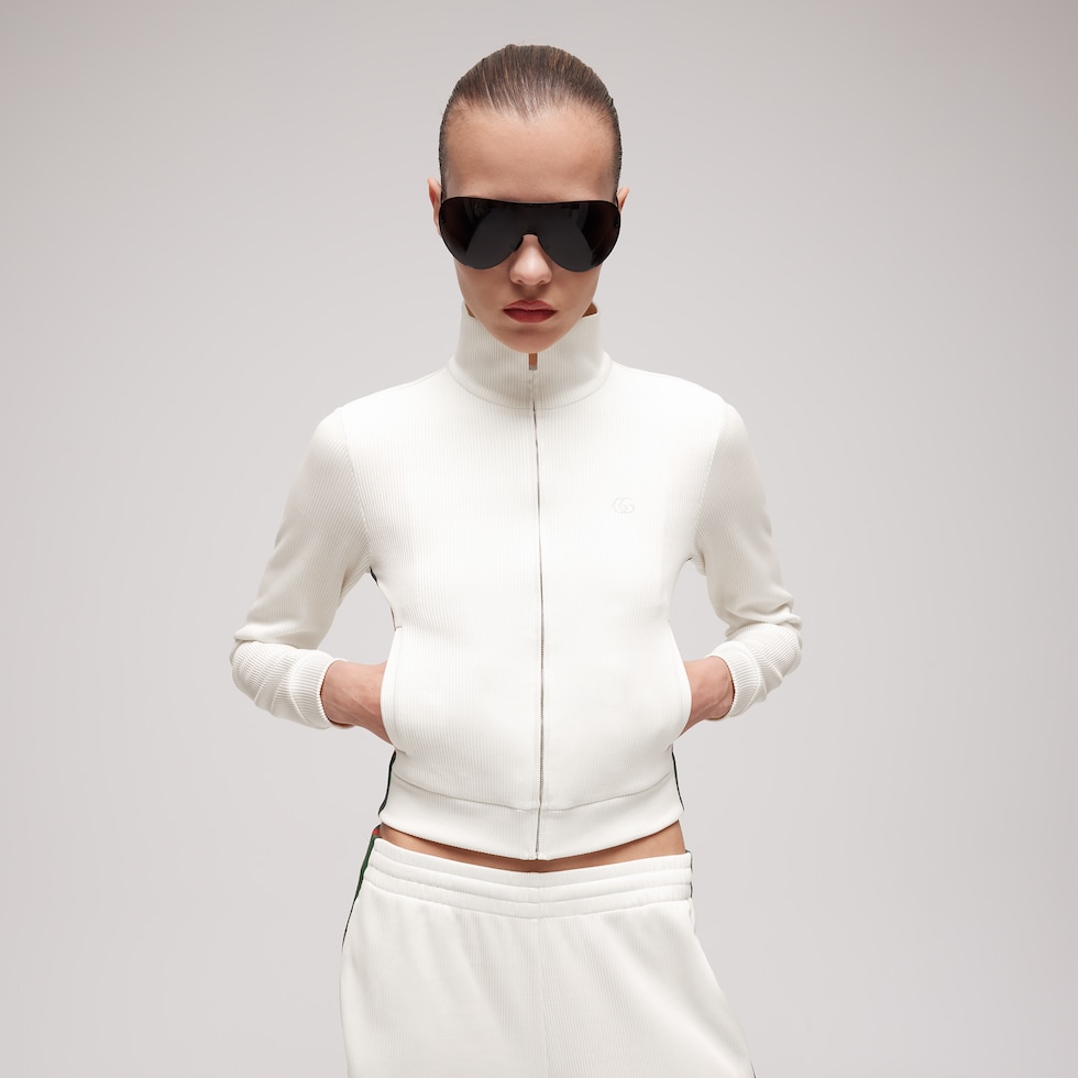 Rib cotton zip sweatshirt with Web