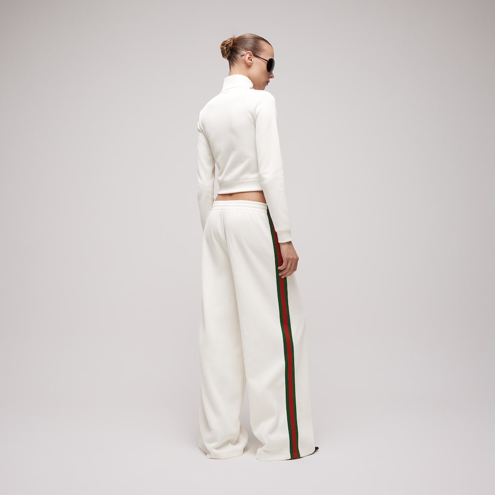 Rib cotton jersey leisure pants with Web
