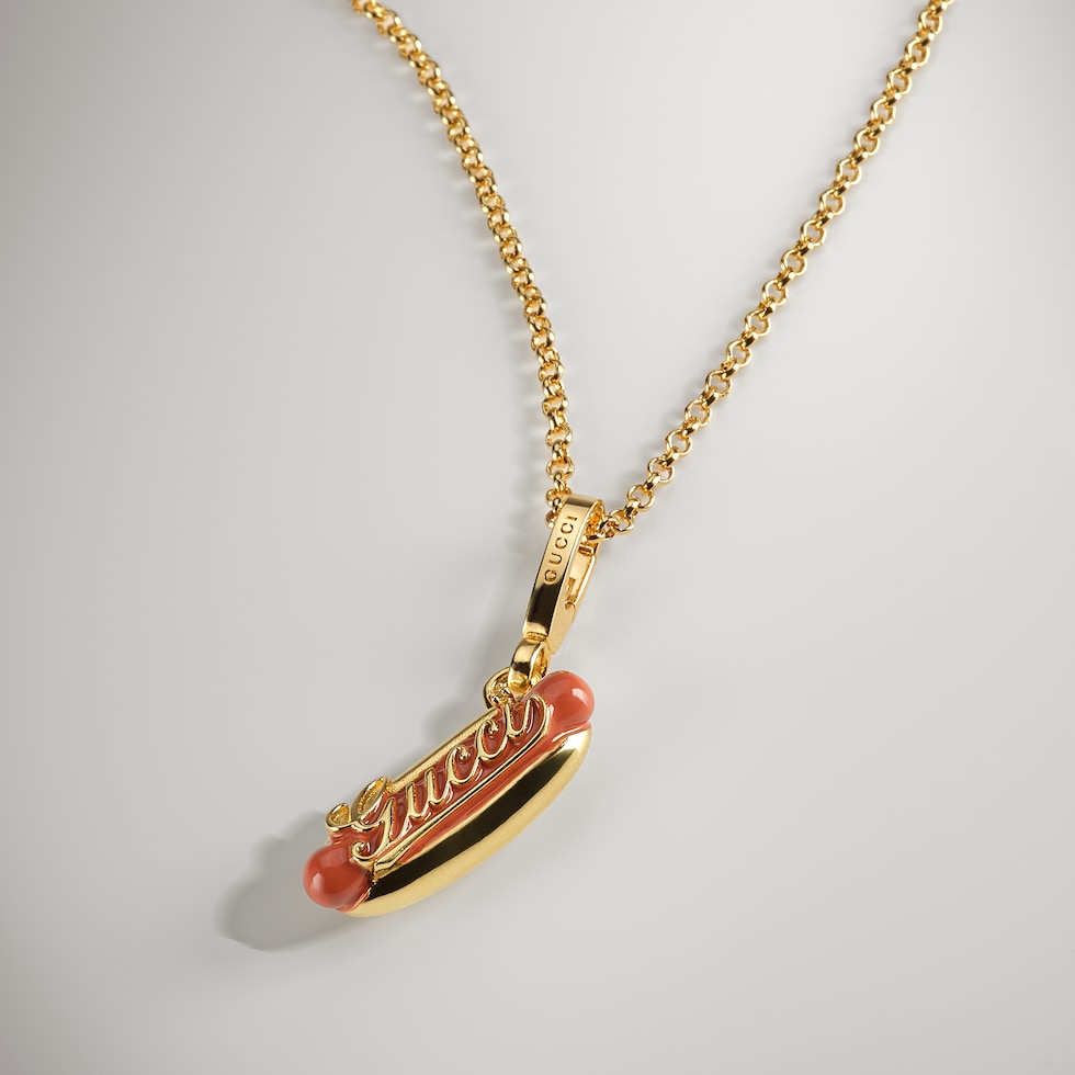 Hotdog pendant chain necklace