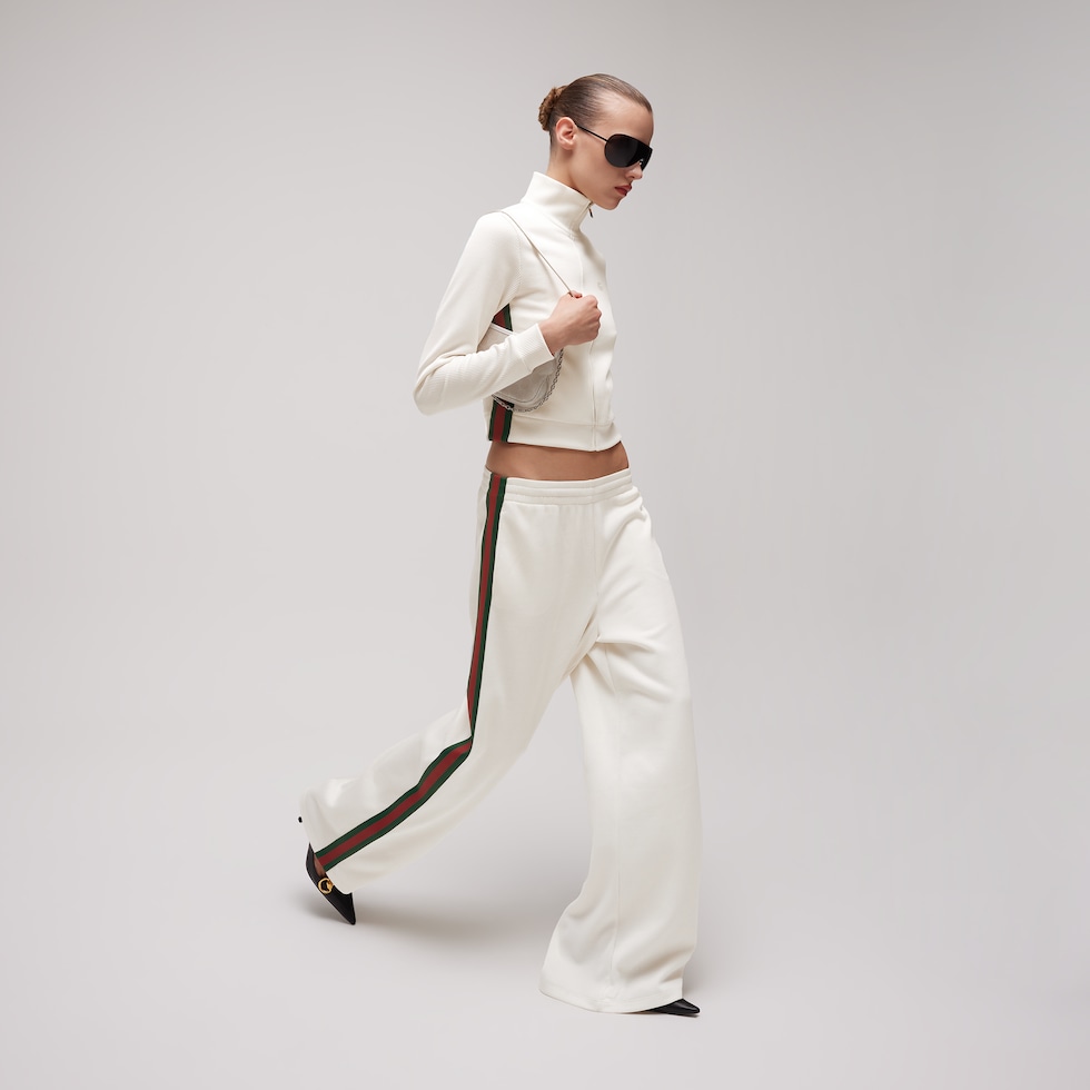 Rib cotton jersey leisure pants with Web