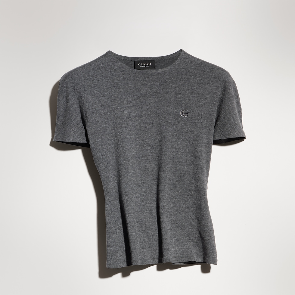 T-shirt en jersey de soie avec broderie