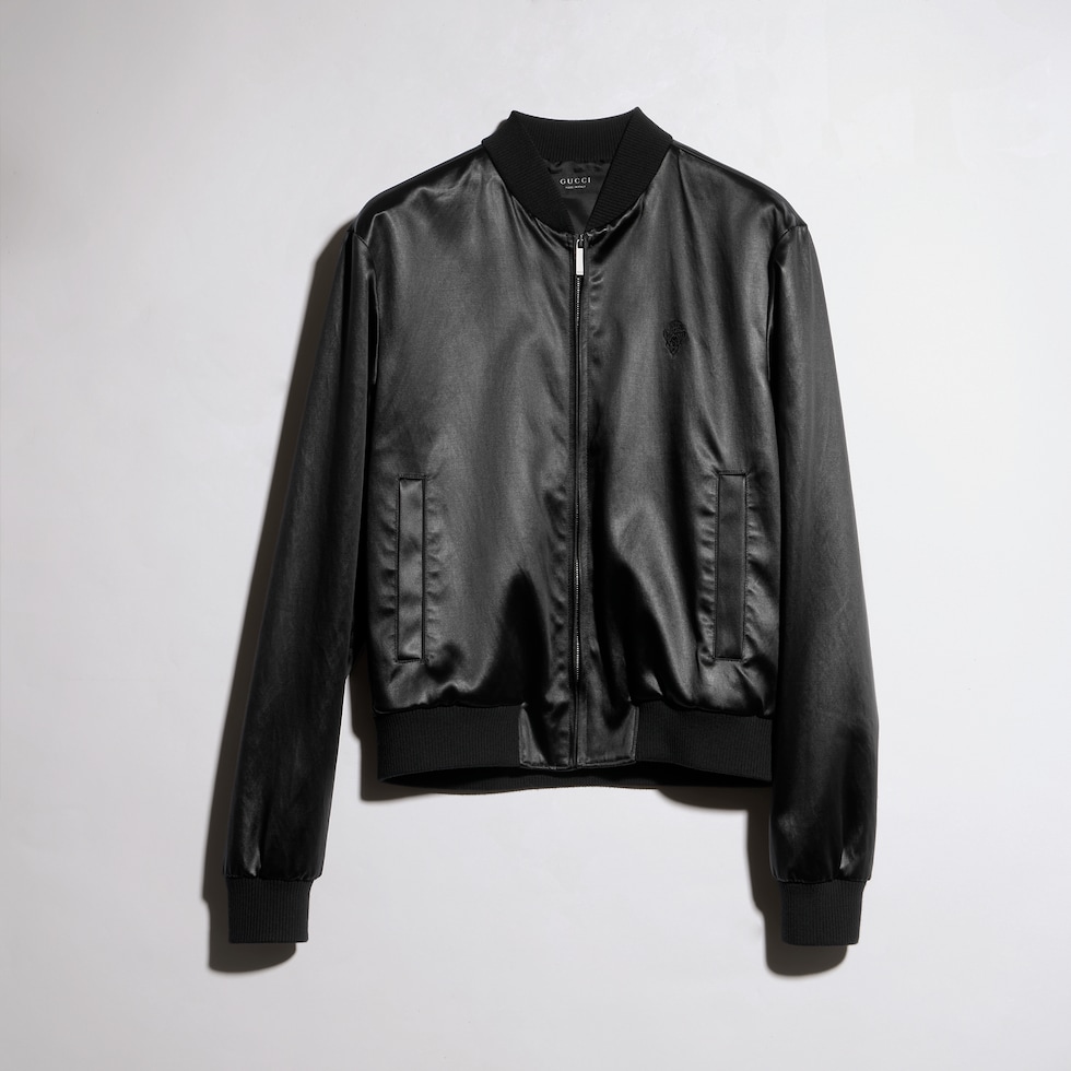 Cotton acetate satin zip jacket