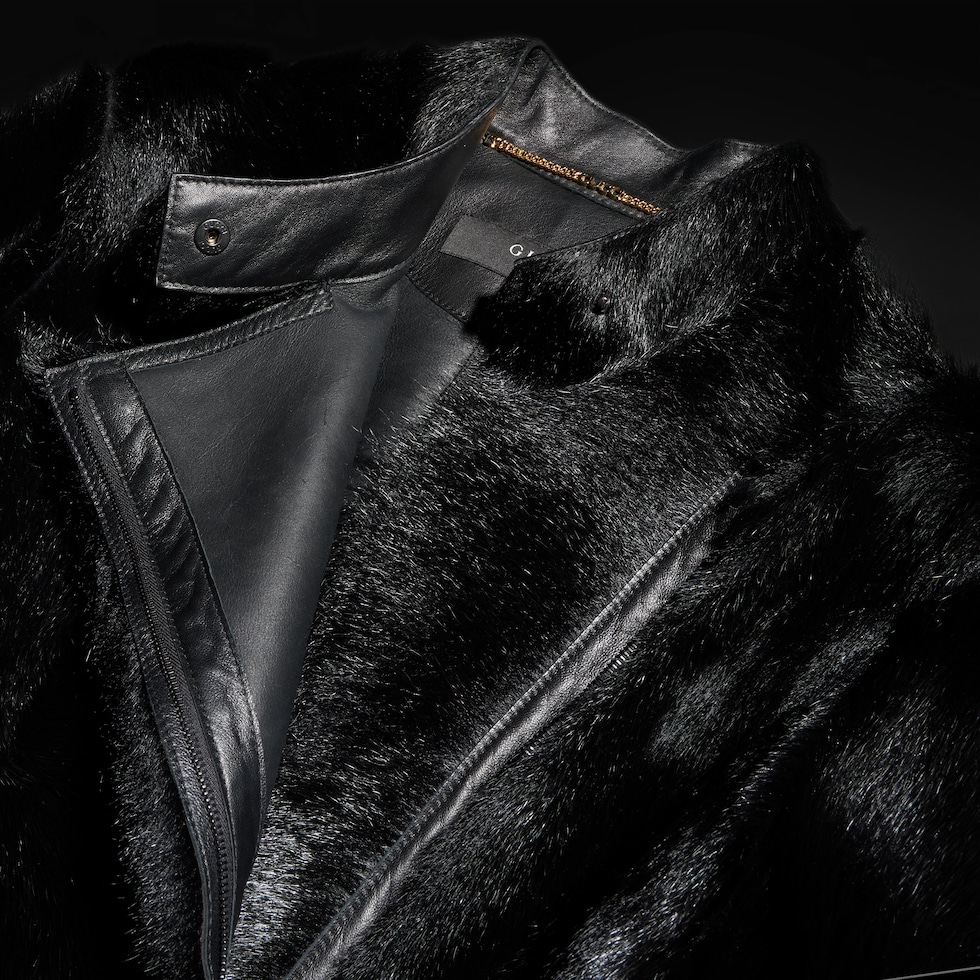 Long hair cow hide coat
