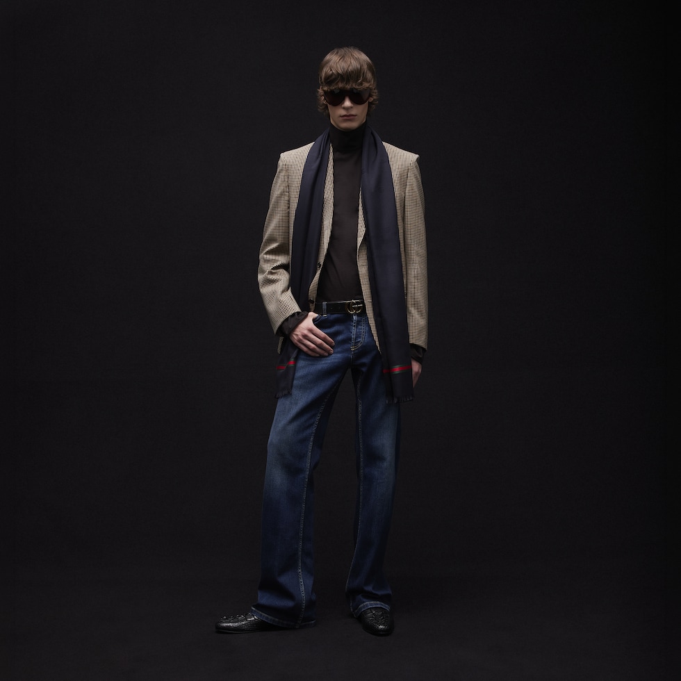 Double G silk cotton jacquard stole