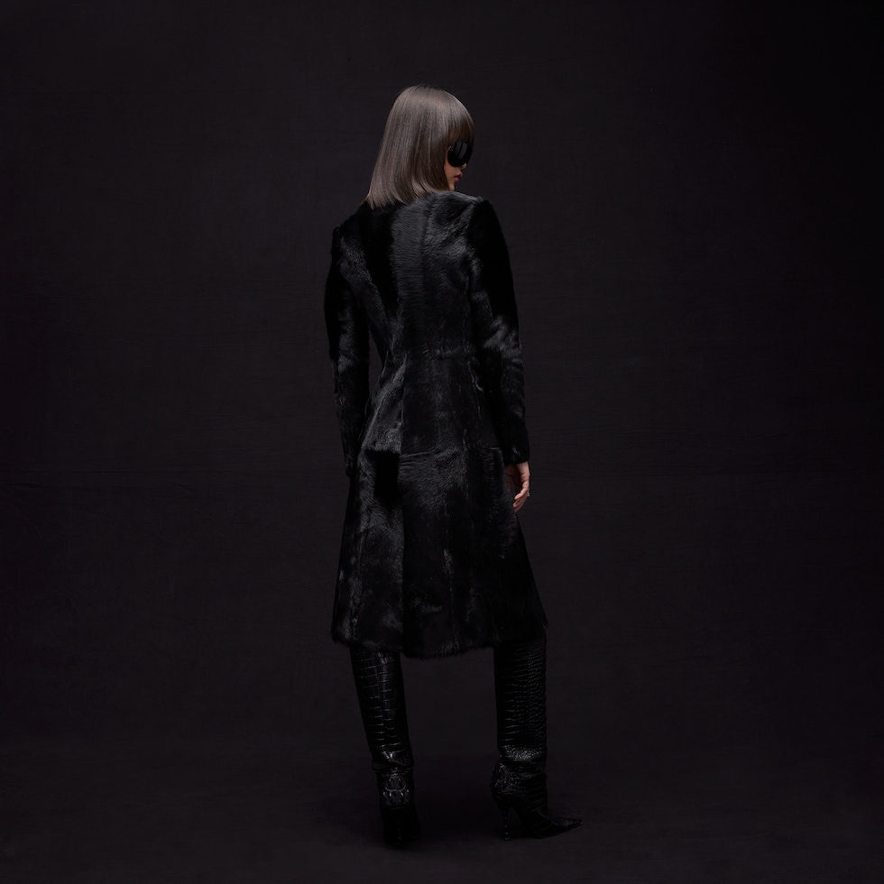 Long hair cow hide coat