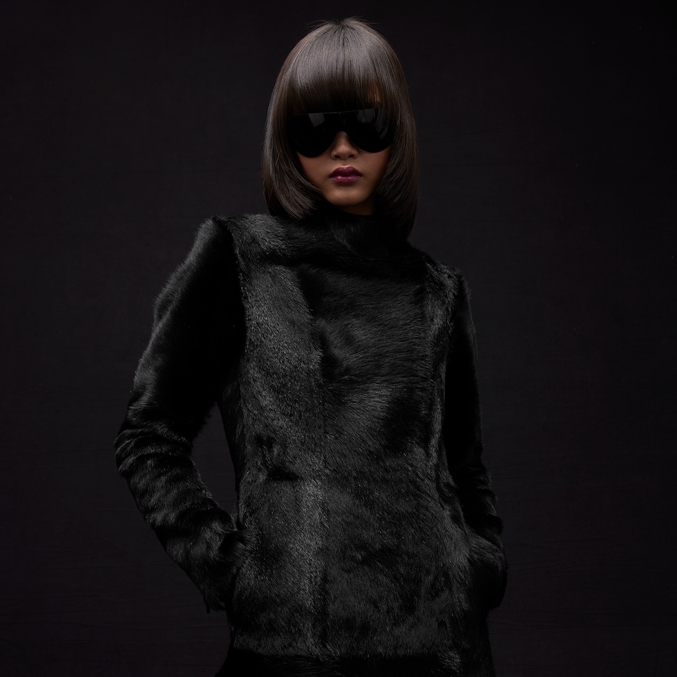 Long hair cow hide coat