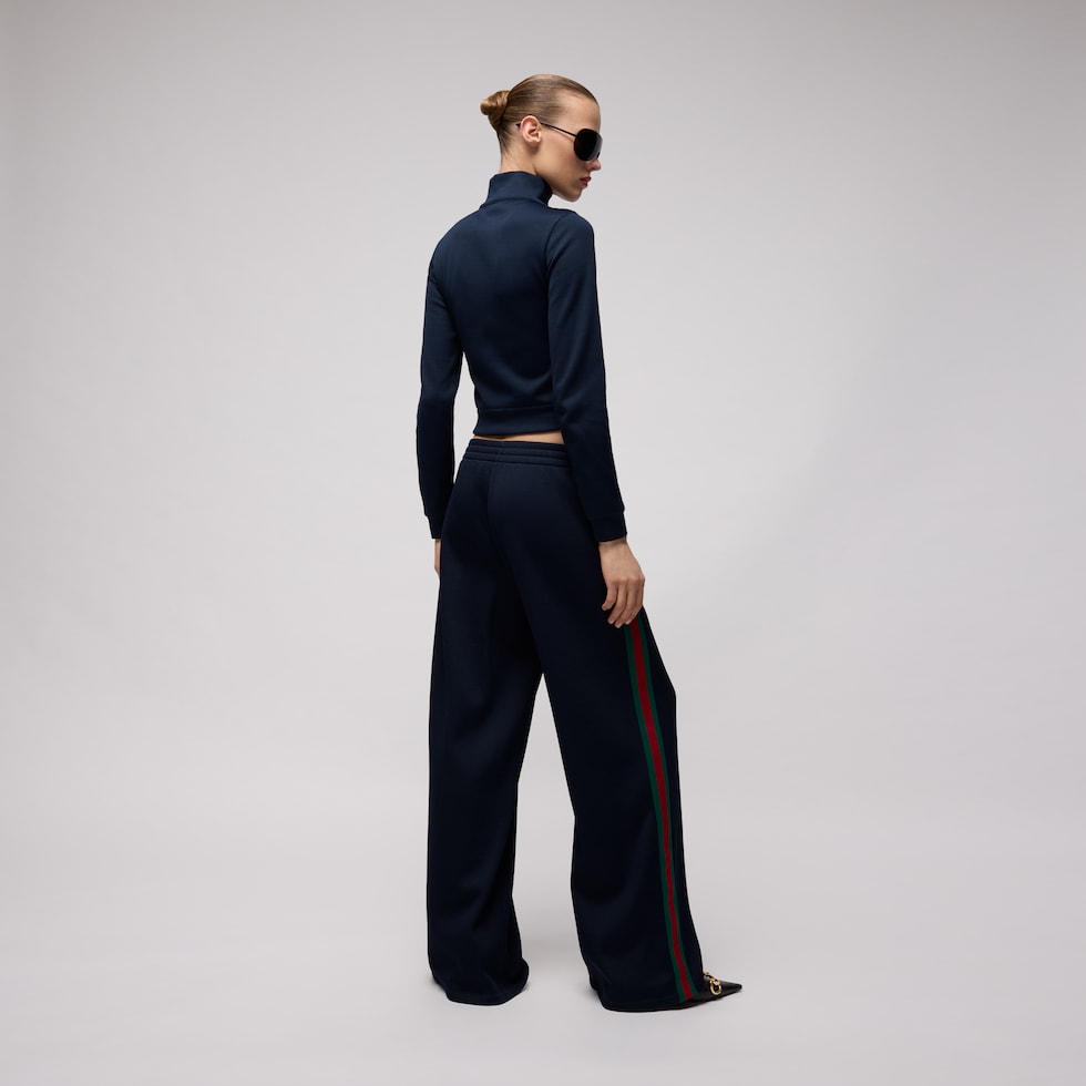 Rib cotton jersey leisure pants with Web