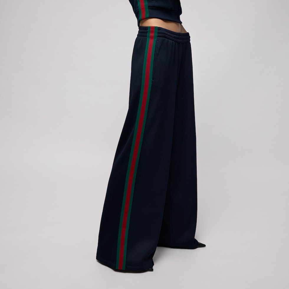 Rib cotton jersey leisure pants with Web
