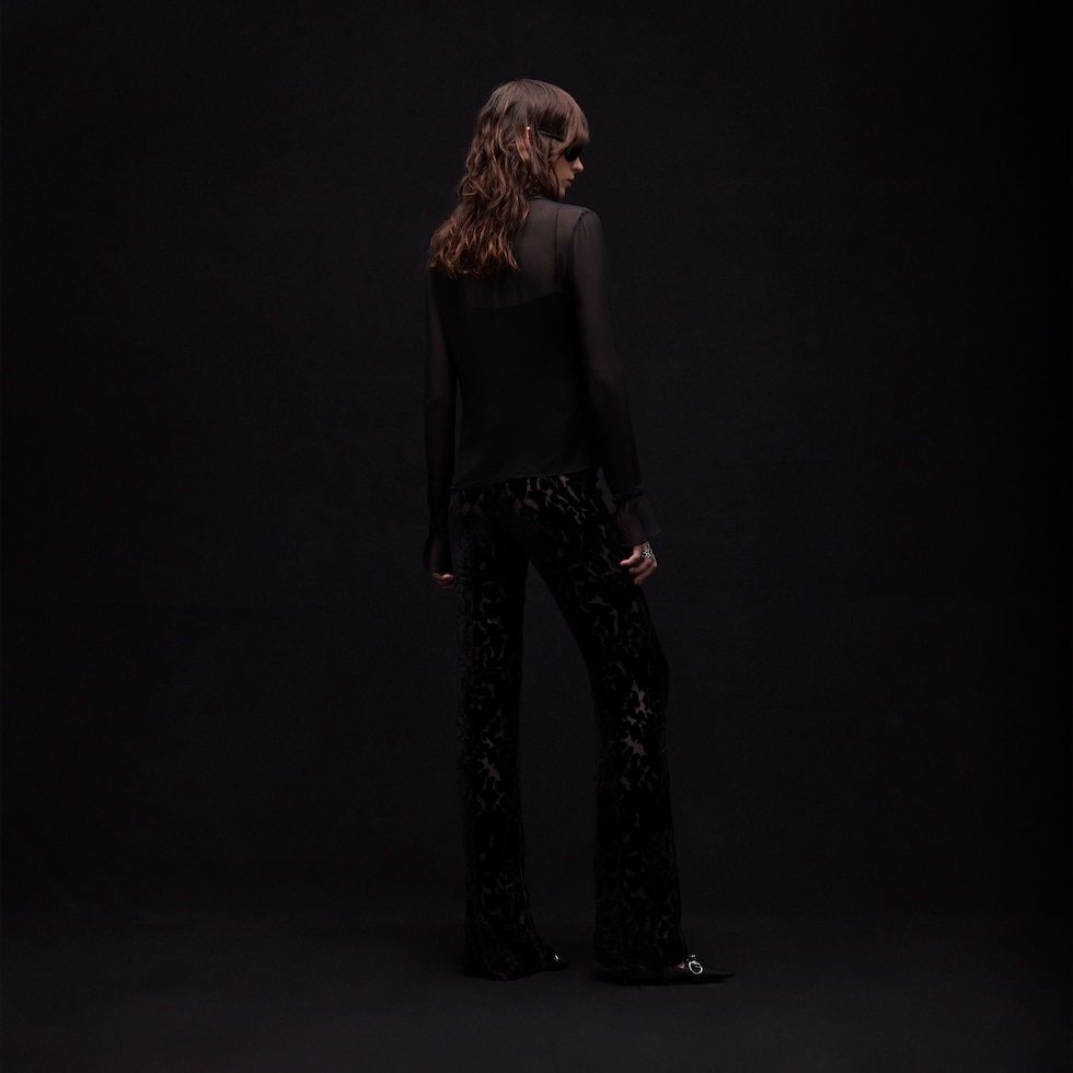 Floral devoré velour pants