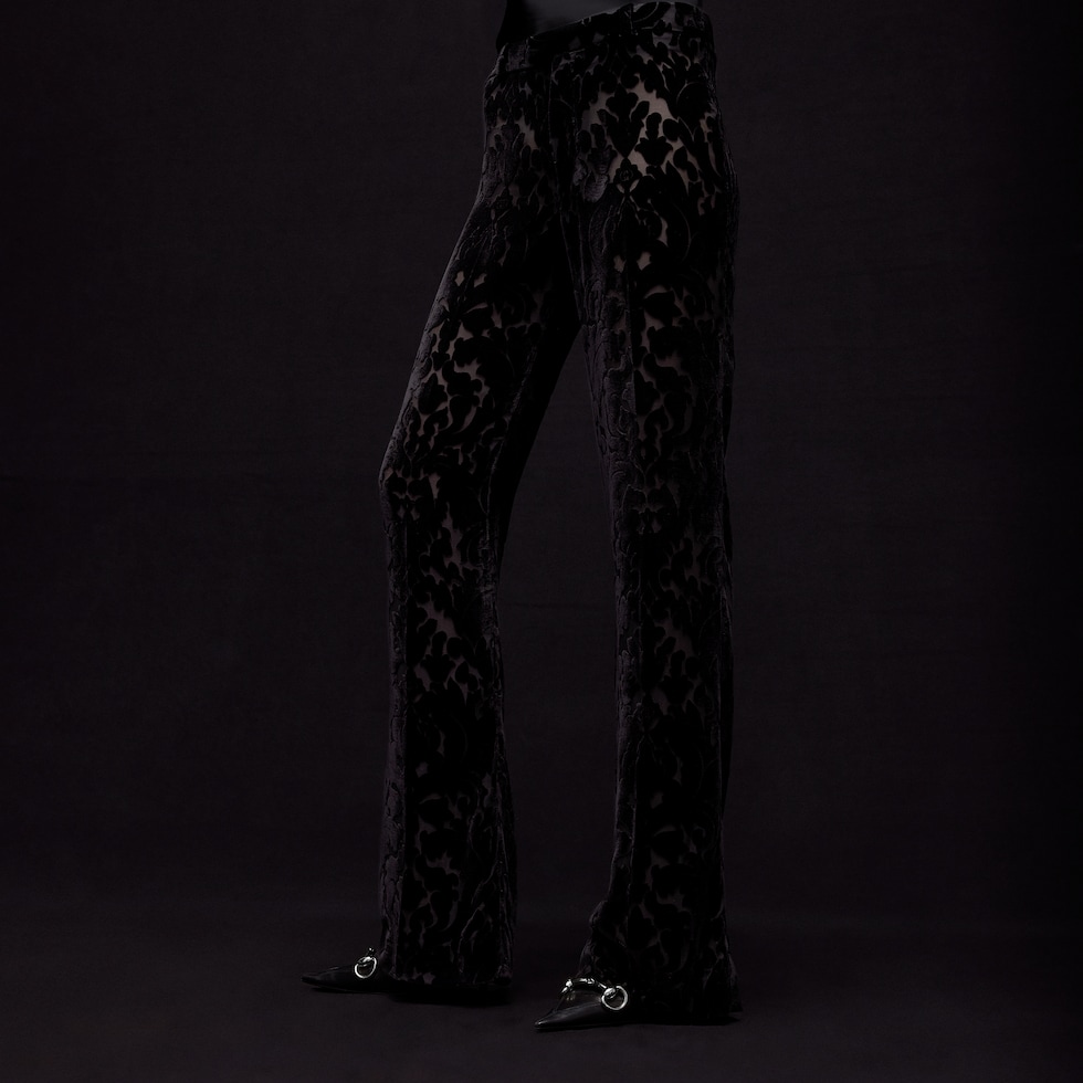 Floral devoré velour pants