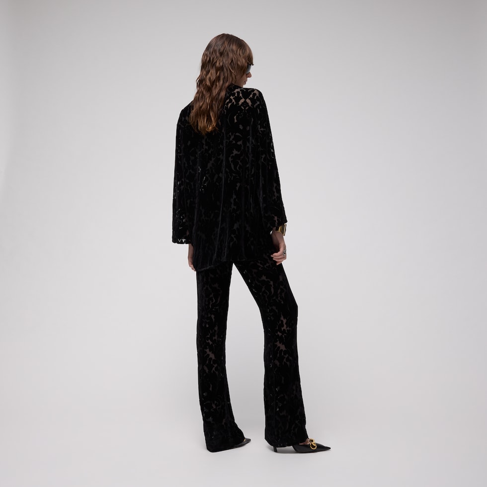 Floral devoré velour shirt