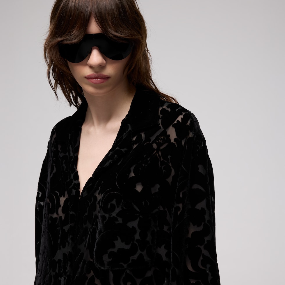 Floral devoré velour shirt
